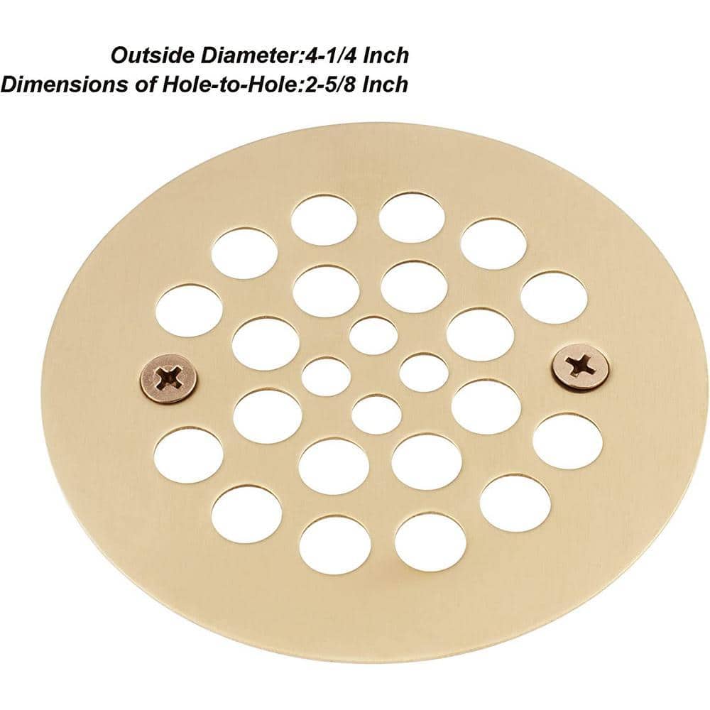 Dyiom 4.25 in. W x 4.25 in. D Golden Shower Strainer Drain Trim Set, Screw in Shower Strainer Drain Cover (2)