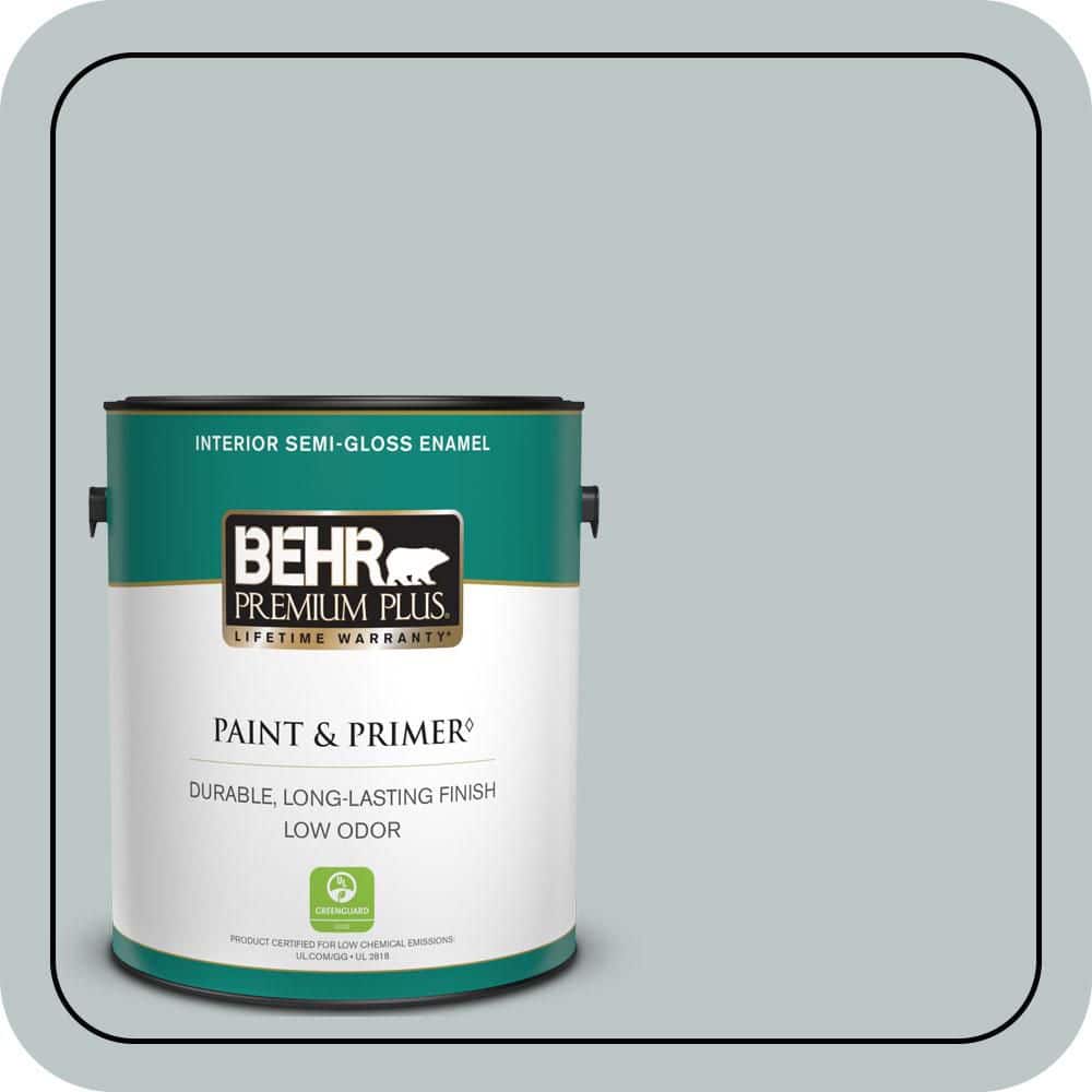 BEHR PREMIUM PLUS 1 gal. #PPU12-10 Misty Morn Semi-Gloss Enamel Low Odor Interior Paint & Primer