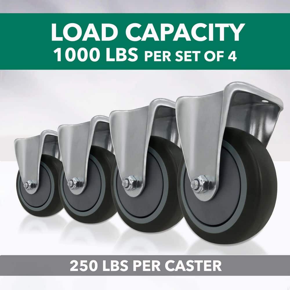 Everbilt 4 in. Gray Rubber Like TPR and Steel Rigid Plate Caster with 250 lb. Load Rating (3)