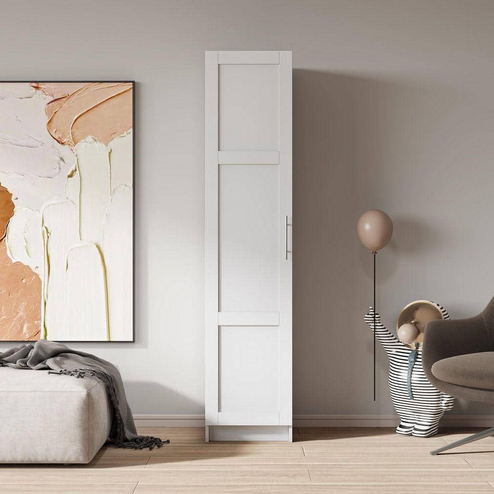 XUJMK 16 in. W x 16 in. D x 71 in. H White Linen Cabinet, Stackable Wall Mounted Storage Cabinet