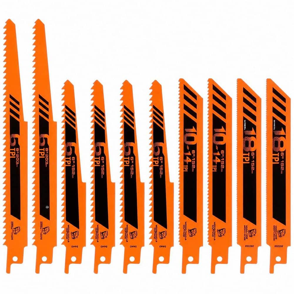 LAIFUCAM 10 Piece High Carbon Steel Reciprocating Saw Blades Set with Mixed Teeth for Wood Metal Plastic Drywall Cutting (1)