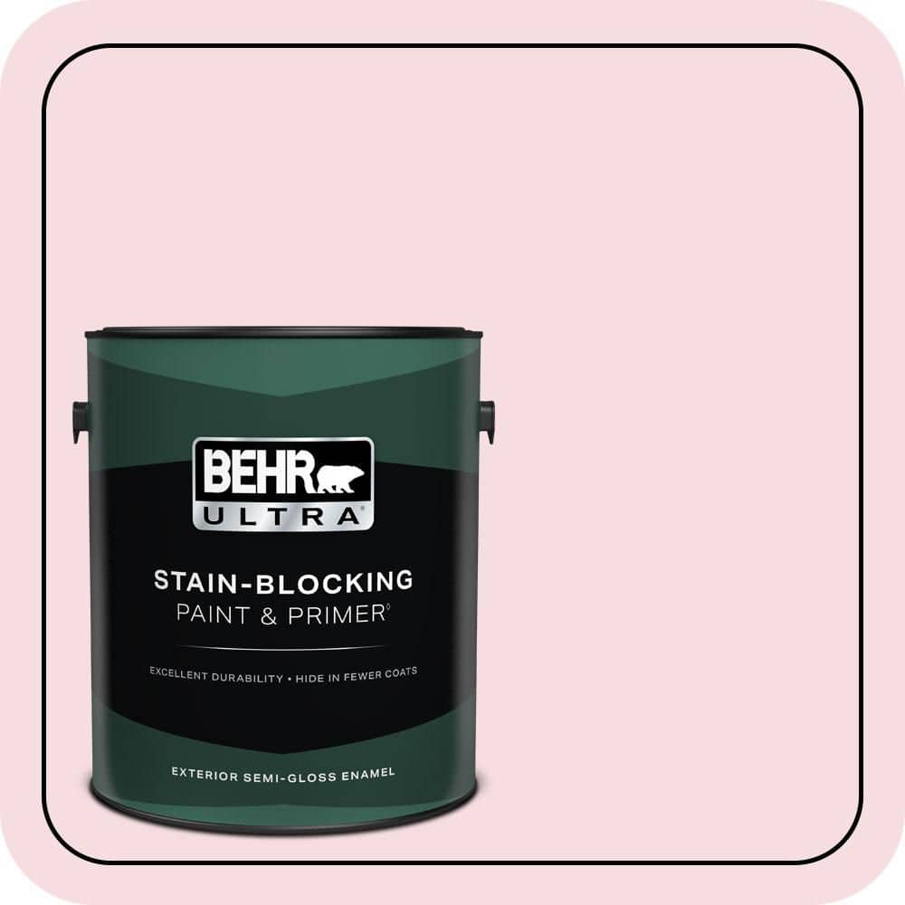 BEHR ULTRA 1 gal. #P150-1 Blowing Kisses Semi-Gloss Enamel Exterior Paint & Primer