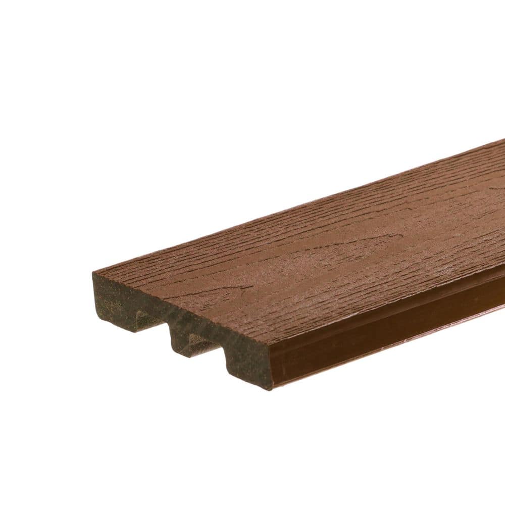 DuxxBak Optima Dekk LT 1 in. x 6 in. x 12 ft. Tanned Leather Solid Edge Edge Composite Deck Board (1)