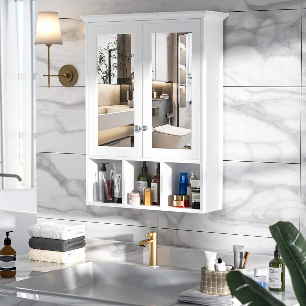 VEIKOUS 23.6 in. W x 7.5 in. D x 30.4 in. H Oversized Bathroom Storage Wall Cabinet in White