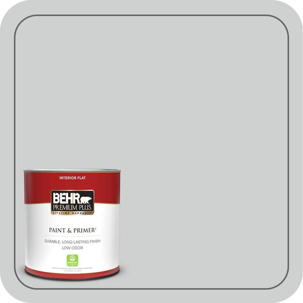 BEHR PREMIUM PLUS 1 qt. #PPH-43 Gray Pearl Flat Low Odor Interior Paint & Primer
