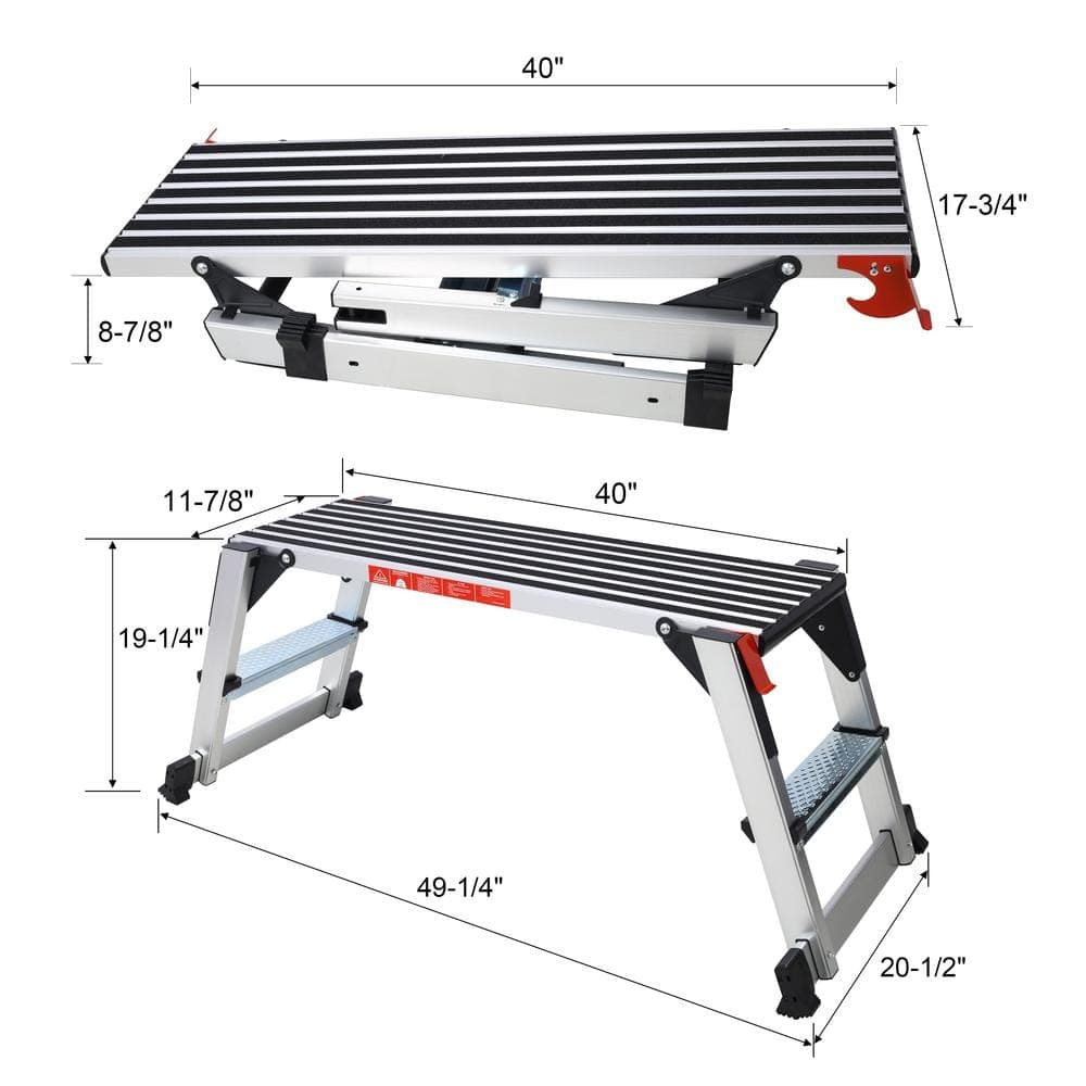 Unbranded 1.6 ft. Aluminum Non-Slip Step Ladder Portable Bench 8 ft. Reach Folding Platform Step Stool 330 lbs. Capacity (2)