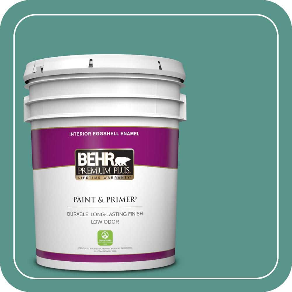 BEHR PREMIUM PLUS 5 gal. #490D-6 Thermal Spring Eggshell Enamel Low Odor Interior Paint & Primer
