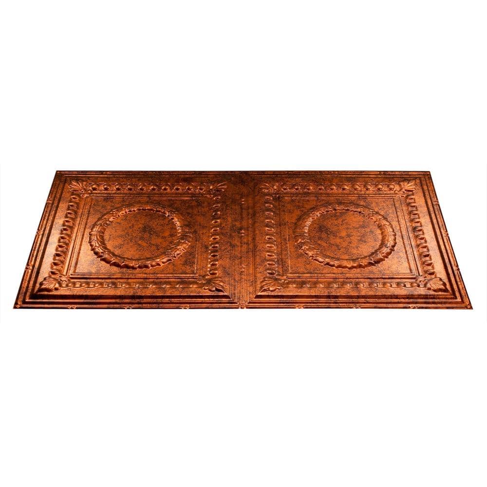 Fasade Rosette 2 ft. x 4 ft. Glue Up Vinyl Ceiling Tile in Moonstone Copper (40 sq. ft.) (3)