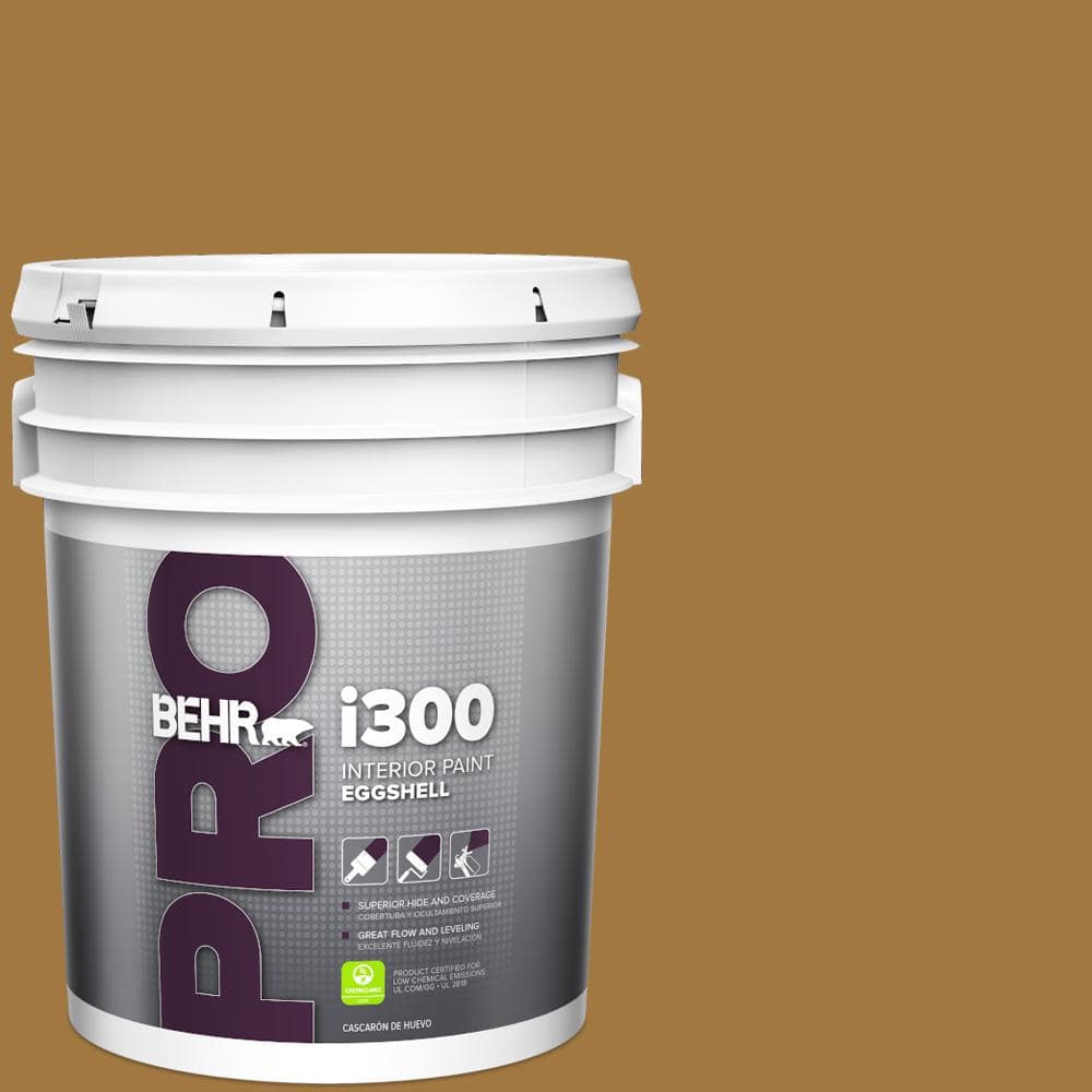 BEHR PRO 5 gal. #310F-6 Goldenrod Tea Eggshell Interior Paint