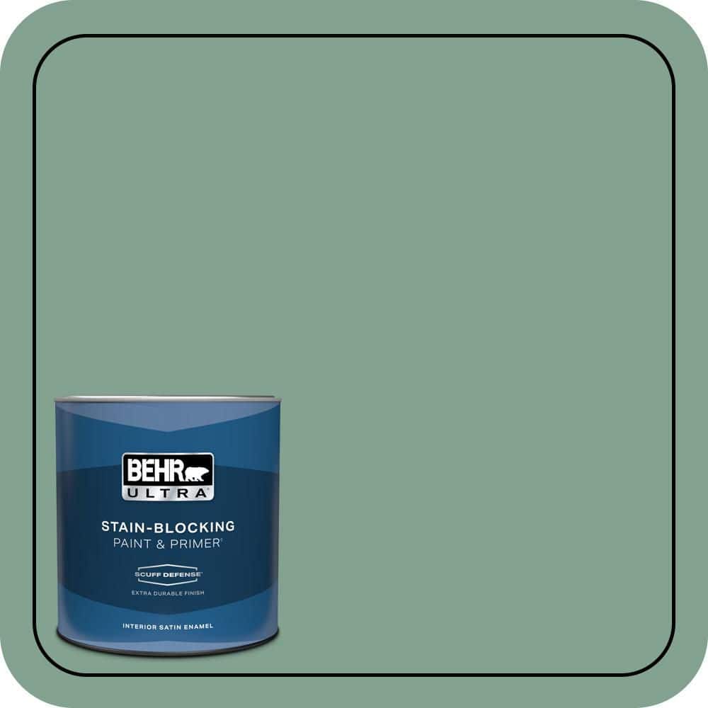 BEHR ULTRA 1 qt. #MQ6-11 Mossy Bench Extra Durable Satin Enamel Interior Paint & Primer