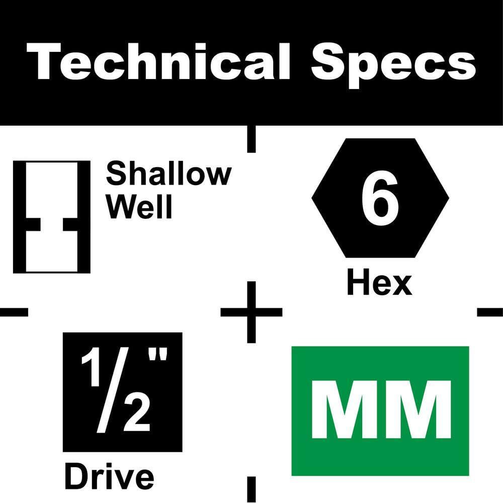 Milton 1/2 in. Drive Shallow 11-30 mm Metric Impact Socket Set with Universal Joint and Extension Bars (17-Piece) (2)