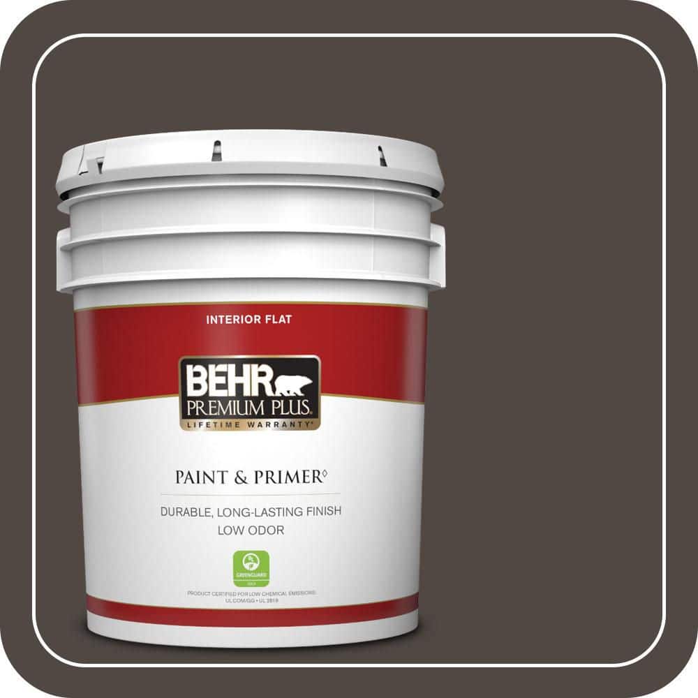 BEHR PREMIUM PLUS 5 gal. #T12-13 Tribal Drum Flat Low Odor Interior Paint & Primer