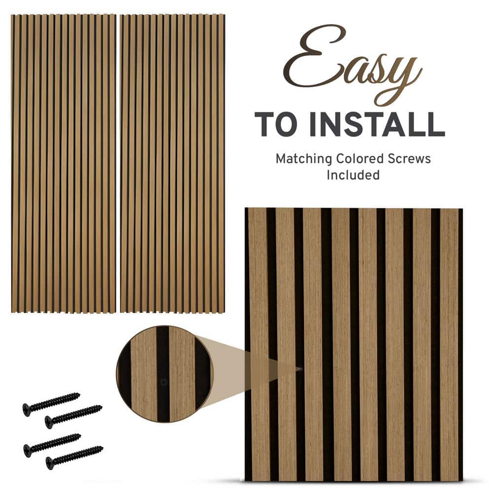 Dogberry Collections 0.82 in. x 12 in. x 94.5 in. Acoustic Oak Decorative Wall Paneling Pack of 2 (3)
