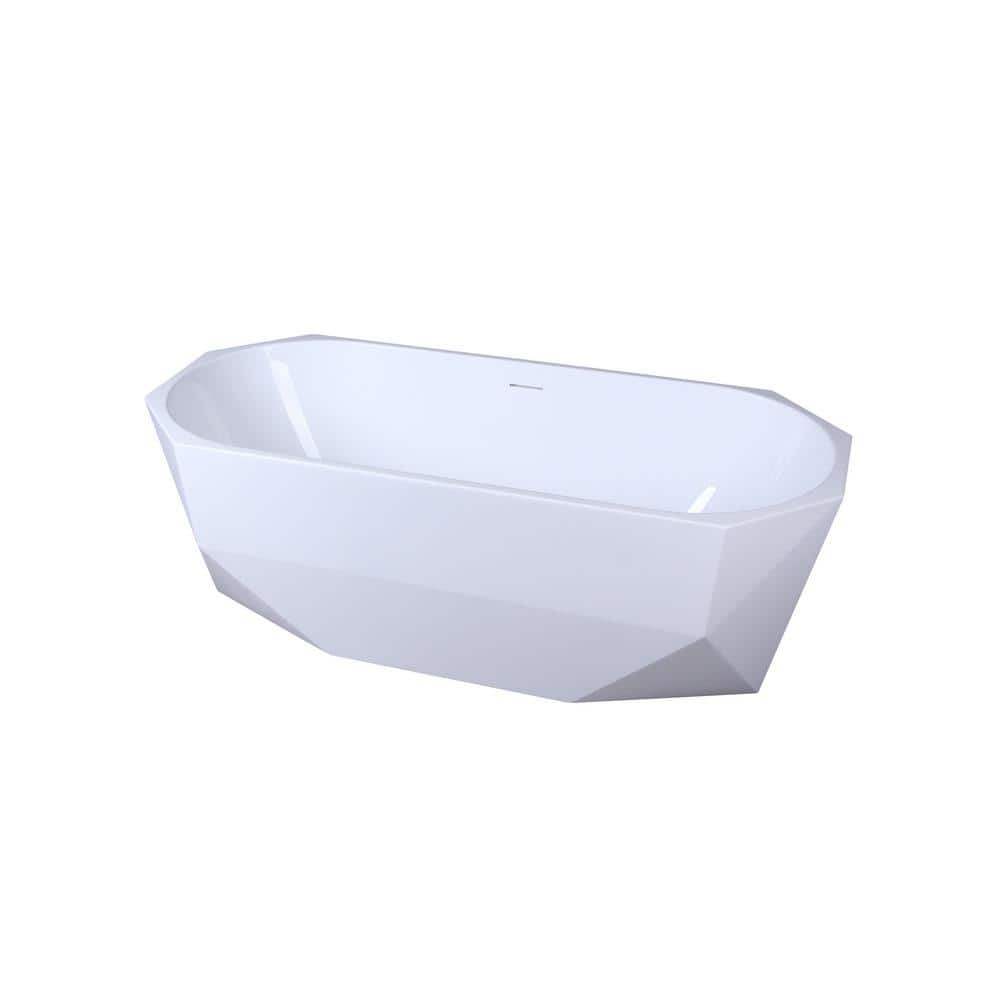 Unbranded Timeless Home 67 in. x 29.5 in. Soaking Bathtub with Center Drain in Glossy White (2)