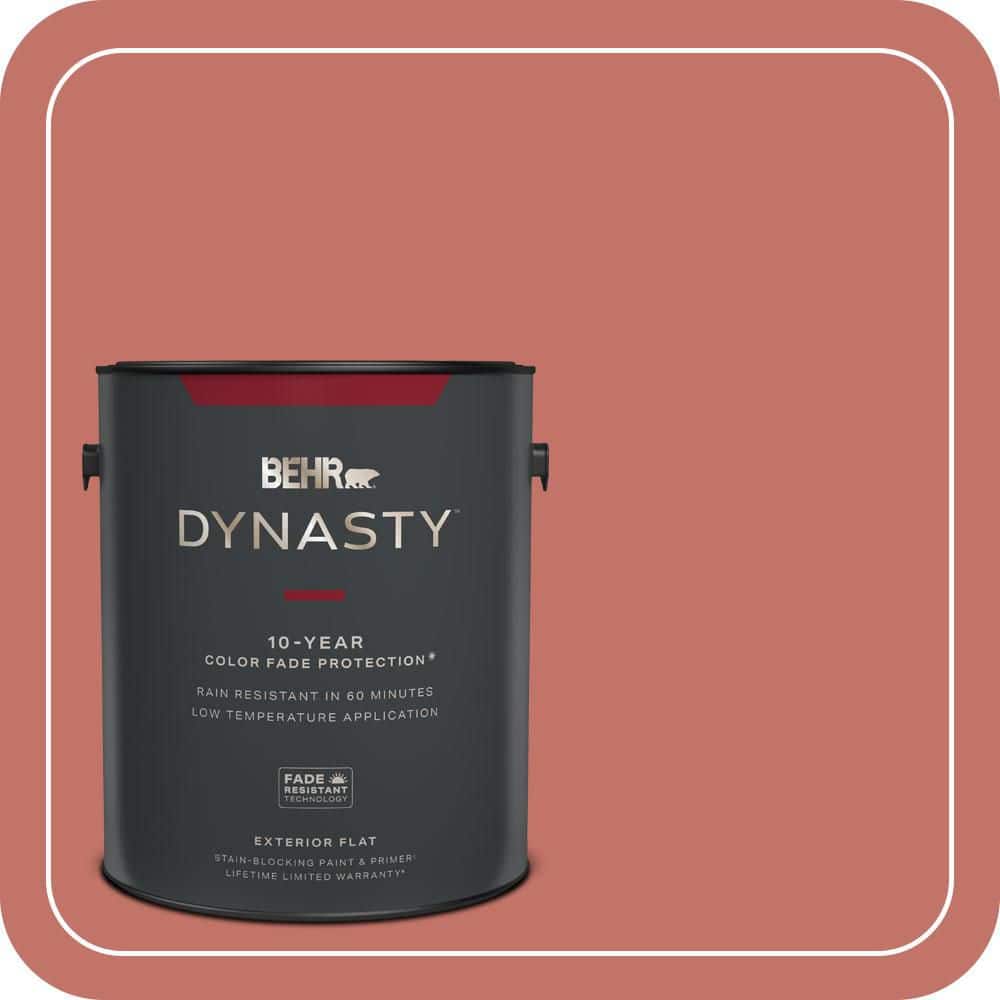 BEHR DYNASTY 1 gal. #PPU1-05A Red Coral Flat Exterior Stain-Blocking Paint & Primer