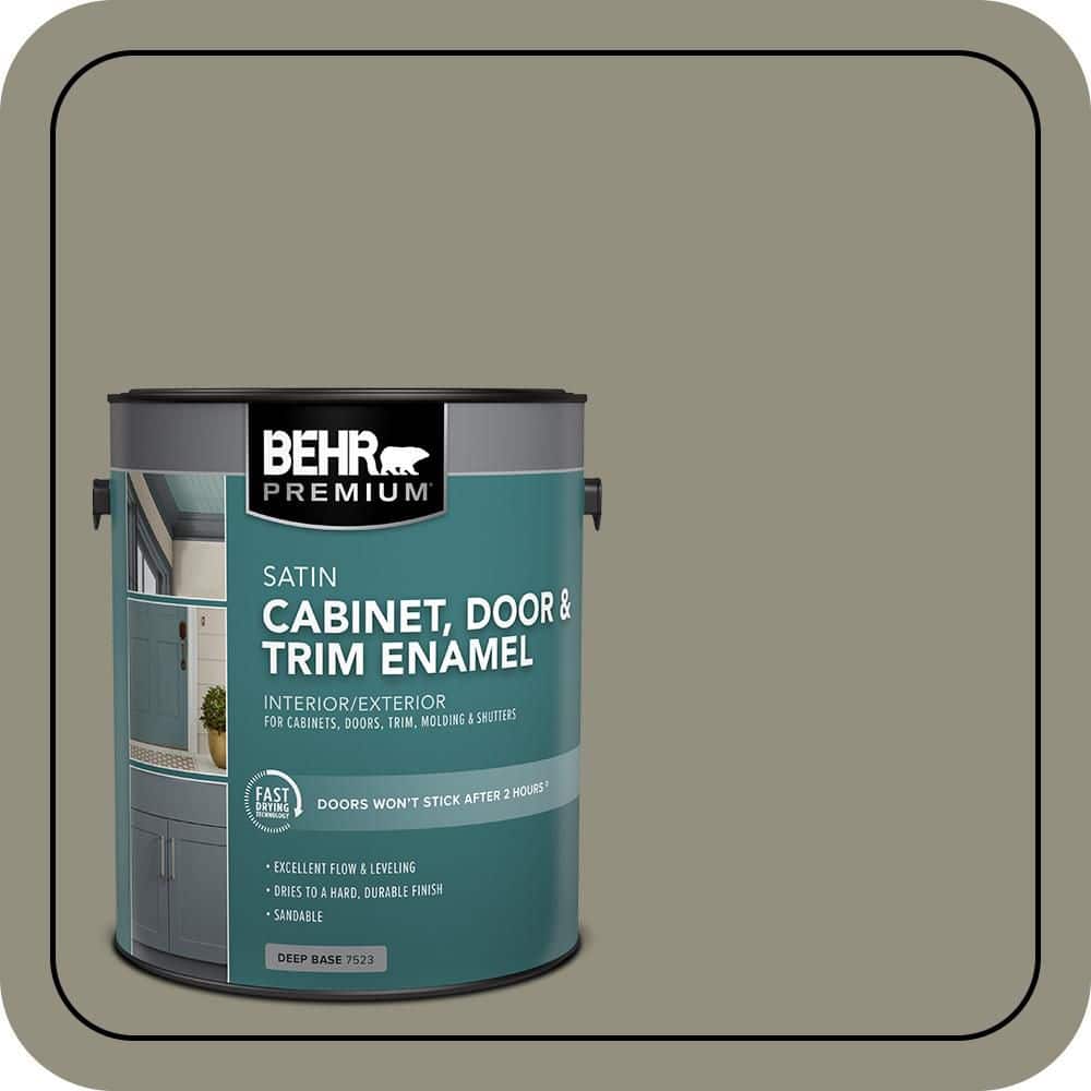 BEHR PREMIUM 1 gal. #N350-5 Muted Sage Satin Enamel Interior/Exterior Cabinet, Door & Trim Paint (1)