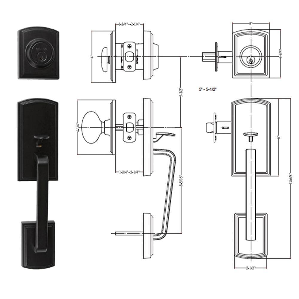 DELANEY HARDWARE Italian Collection Visconti Dummy Black Door Handleset with Sorado Interior (2)