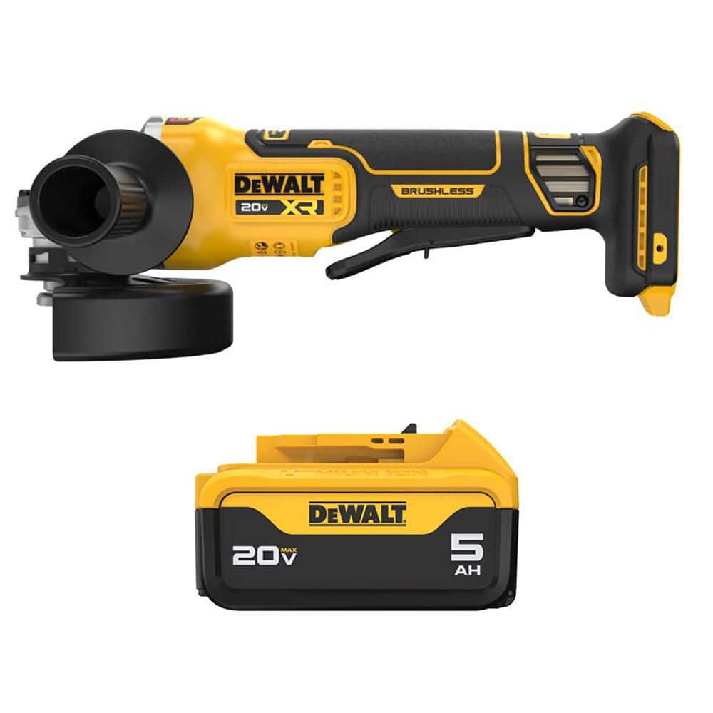 DEWALT 20-Volt MAX XR Lithium-Ion Brushless Cordless 4-1/2 in.-5 in. Grinder with 20-Volt MAX Premium 5. 0Ah Battery Pack