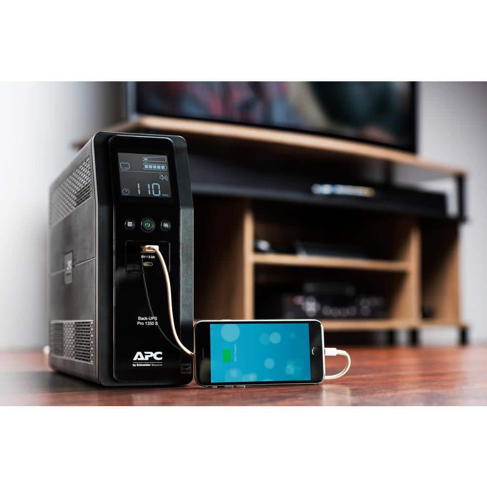APC Back-UPS Pro 1350VA Battery Backup/Surge Protector with 6 battery backup outlets, 4 surge protect outlets & 2 USB ports (3)