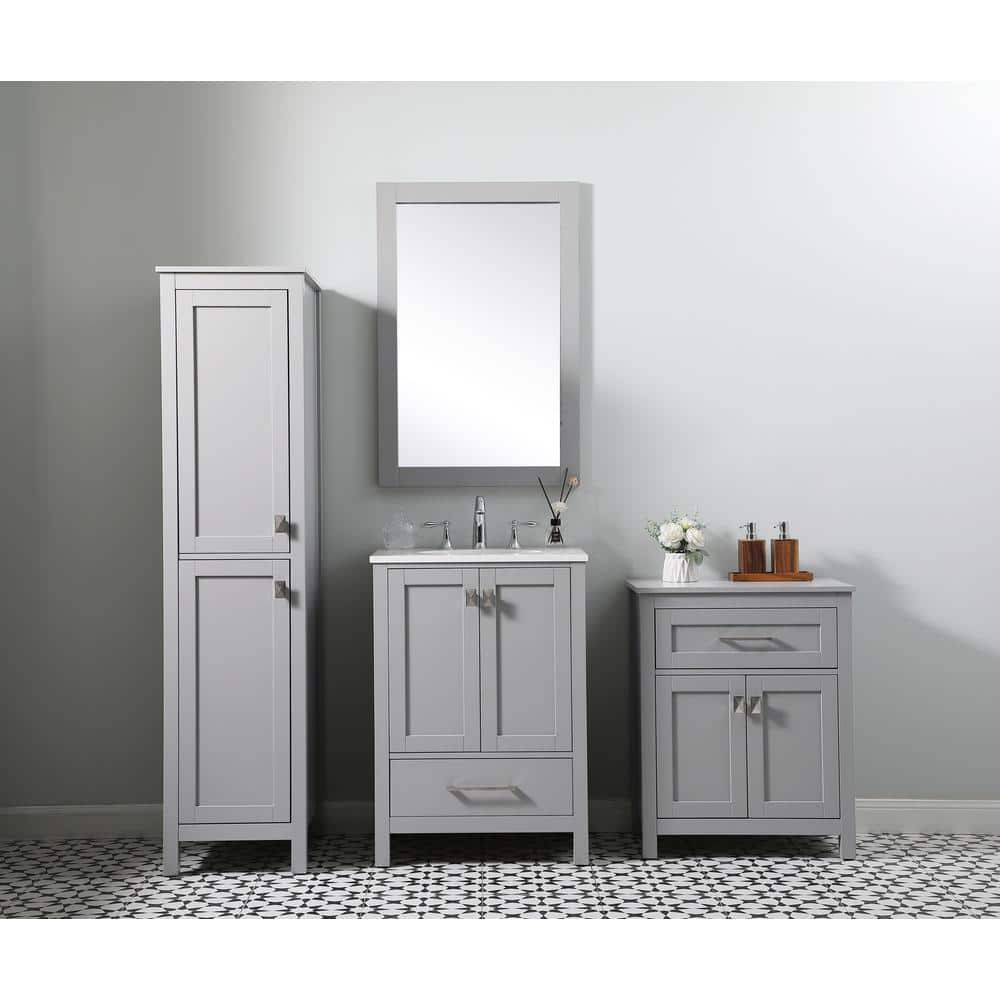 Unbranded Timeless Home 24 in. W x 16 in. D x 30 in. H Gray Freestanding Linen Cabinet (2)