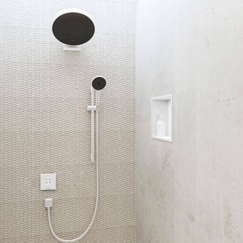 Hansgrohe XtraStoris Original 15 in. W x 15 in. H x 4 in. D Stainless Steel Shower Niche in Matte White (2)