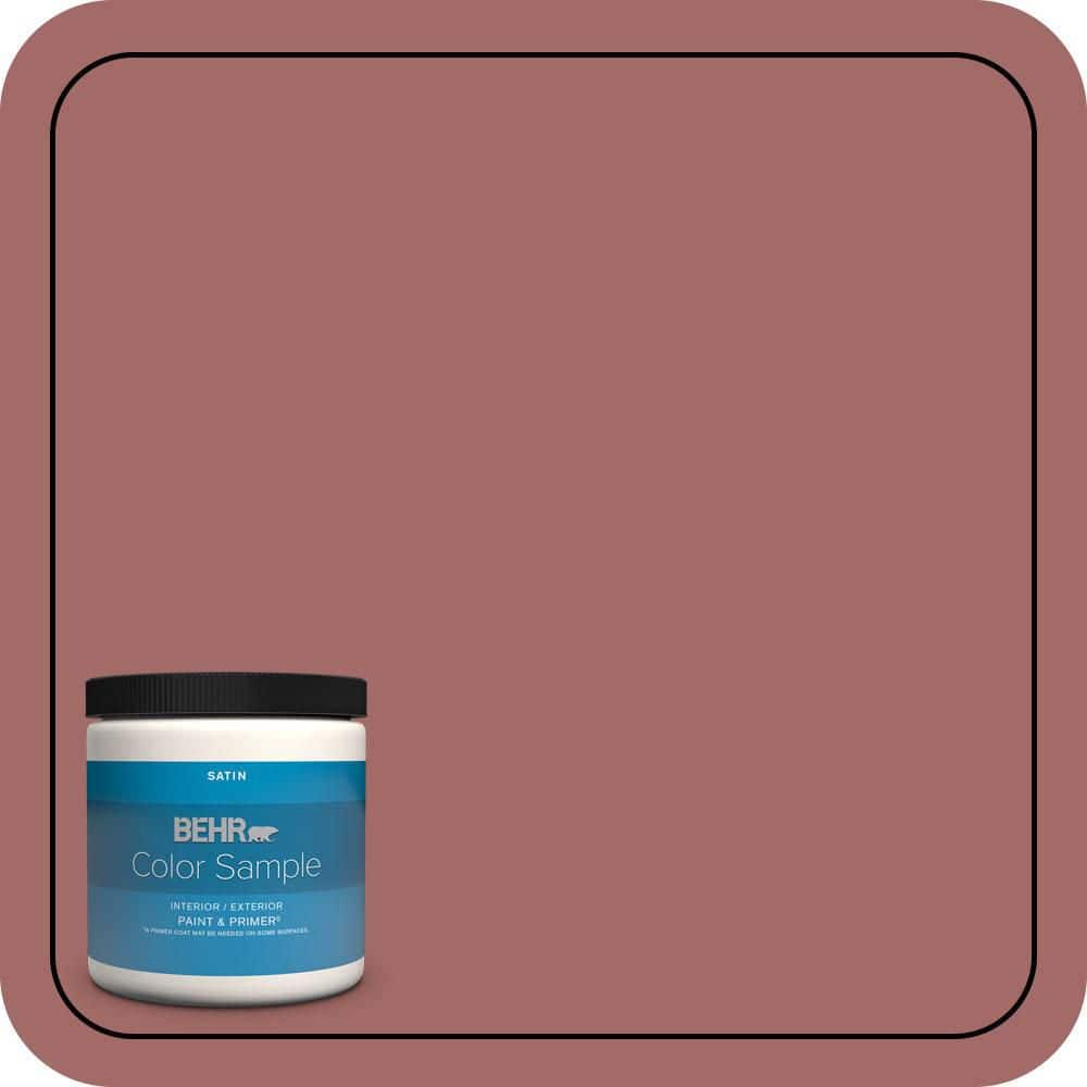 BEHR PREMIUM PLUS 8 oz. #S150-5 Vermilion Satin Enamel Interior/Exterior Paint & Primer Color Sample (1)