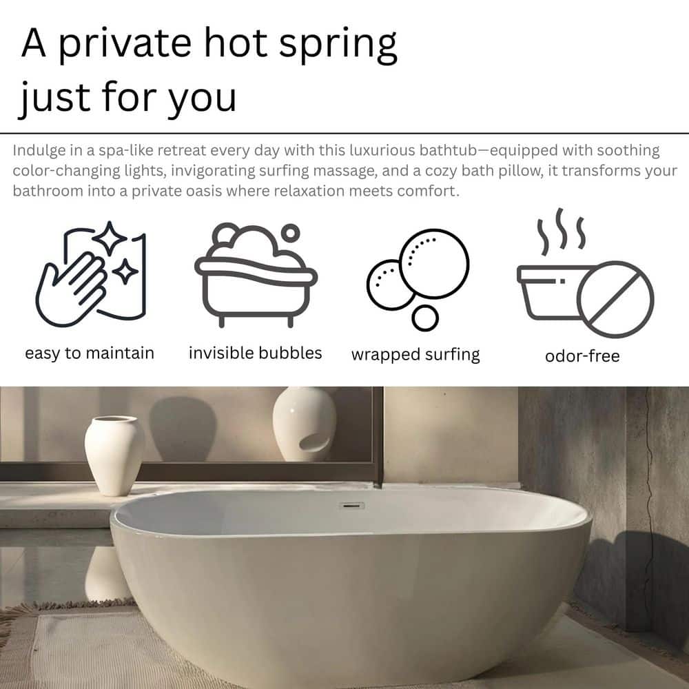 AVAXA Luxury 67 in. x 31.5 in. Whirlpool and Air Bath Combo Tub with Adjustable Air Blower and Control Switch in White (3)