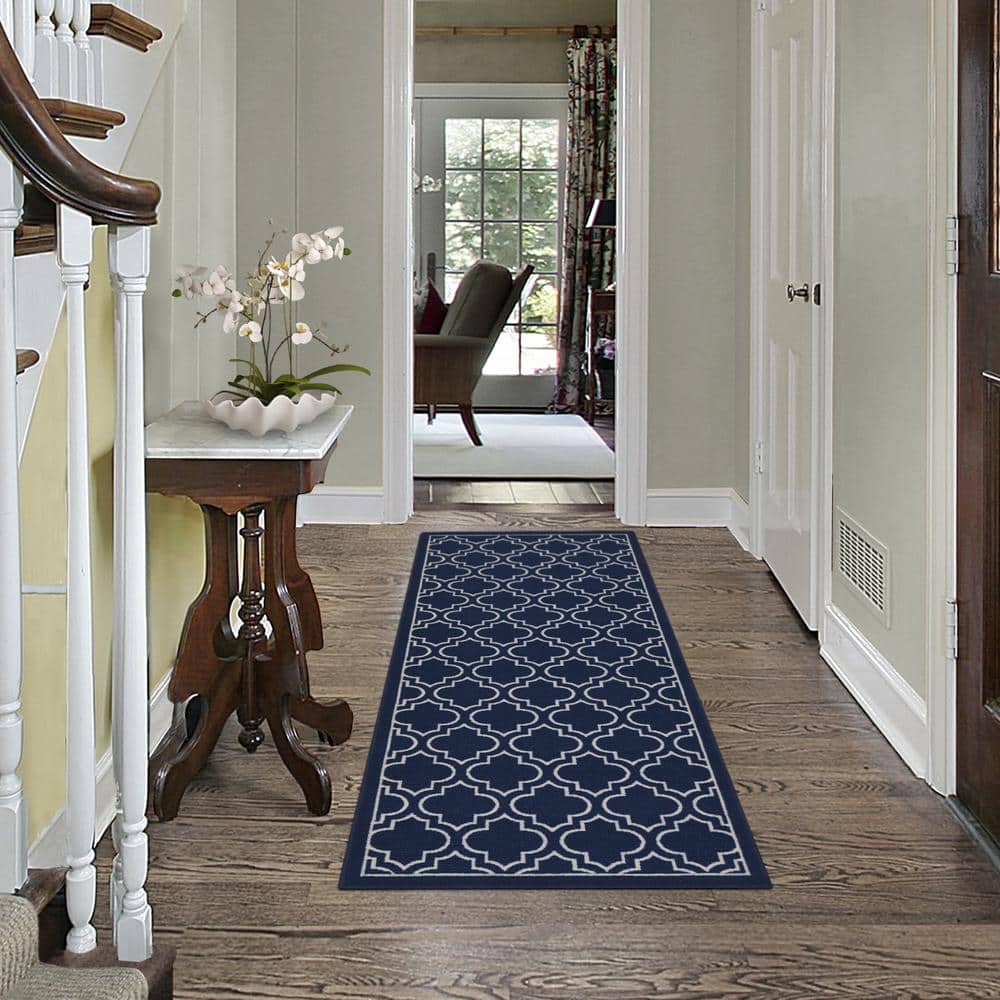 TrafficMaster Trellis Navy 2 ft. x 5 ft. Non-Slip Indoor Door Mat (3)