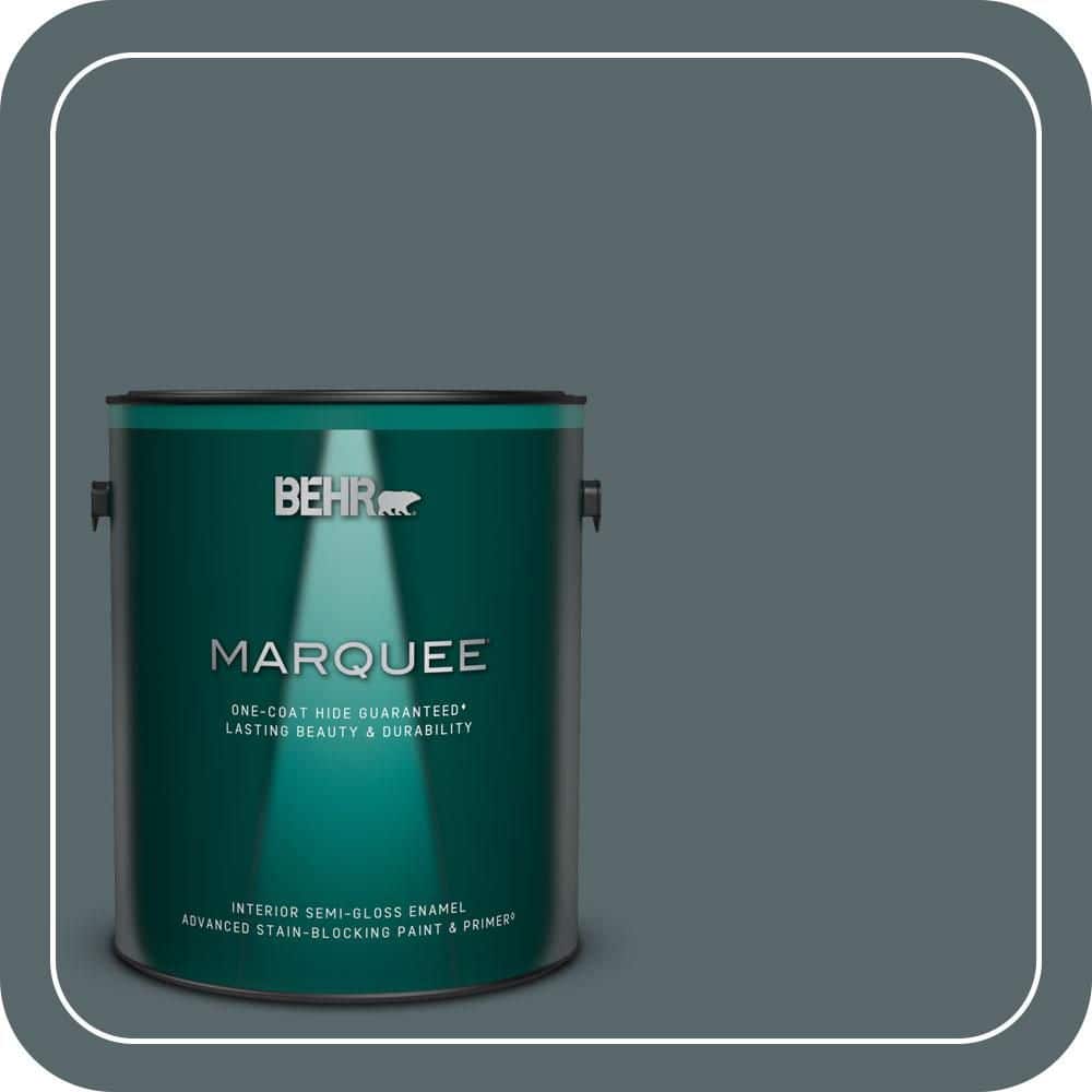 BEHR MARQUEE 1 gal. #N470-6 Whale Gray One-Coat Hide Semi-Gloss Enamel Interior Paint & Primer