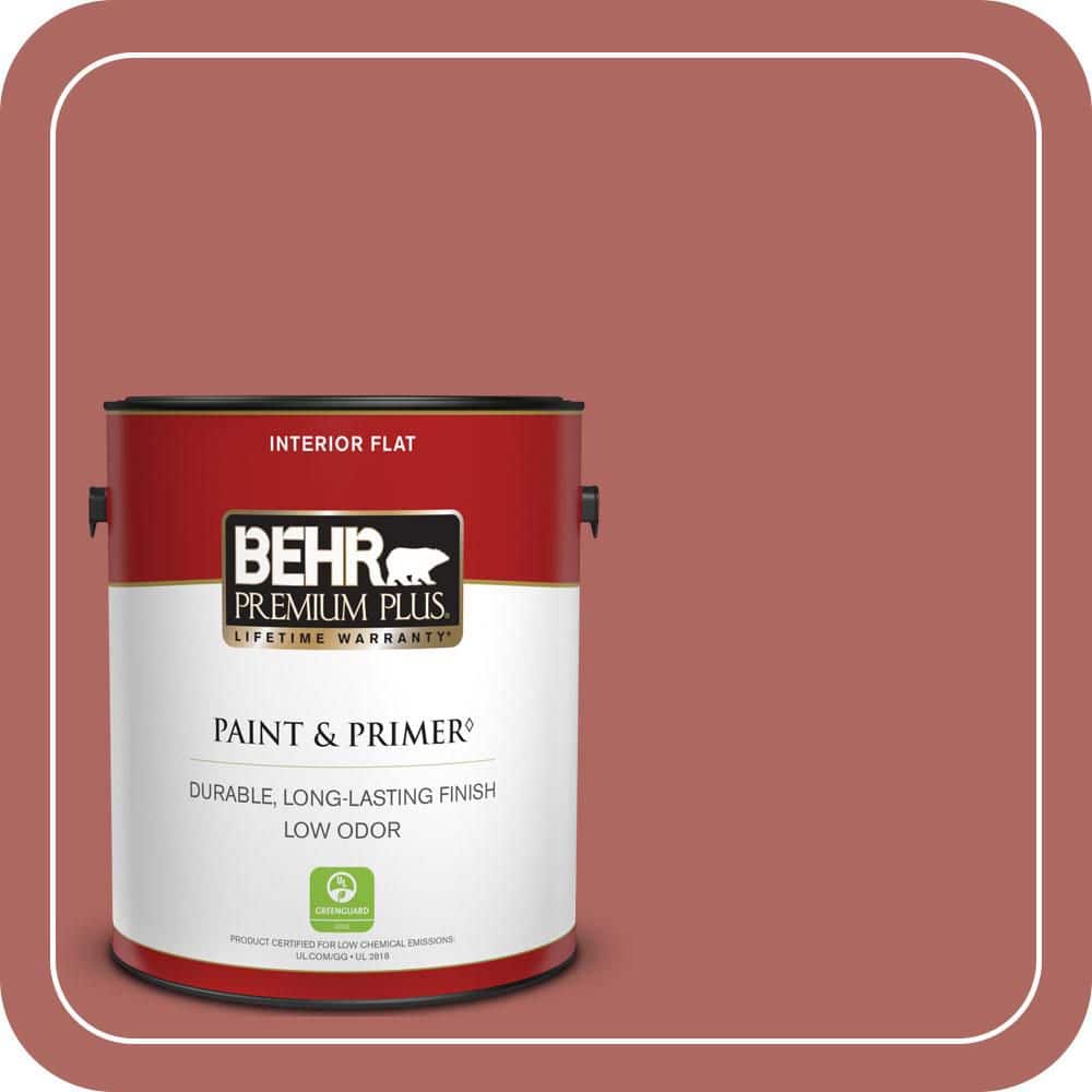 BEHR PREMIUM PLUS 1 gal. #PPU2-13 Colonial Brick Flat Low Odor Interior Paint & Primer