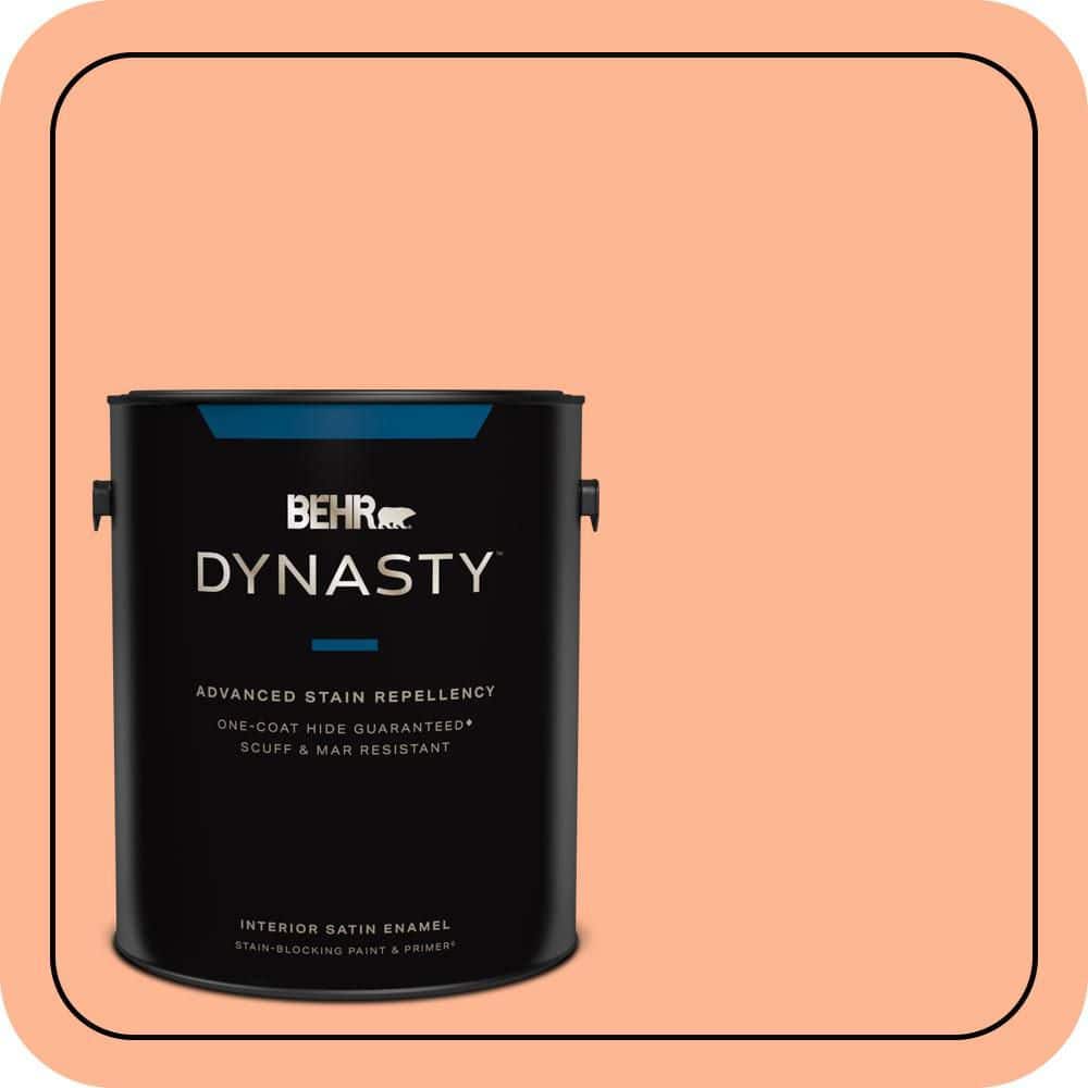 BEHR DYNASTY 1 gal. #P200-4 Carotene Satin Enamel Interior Stain-Blocking Paint & Primer