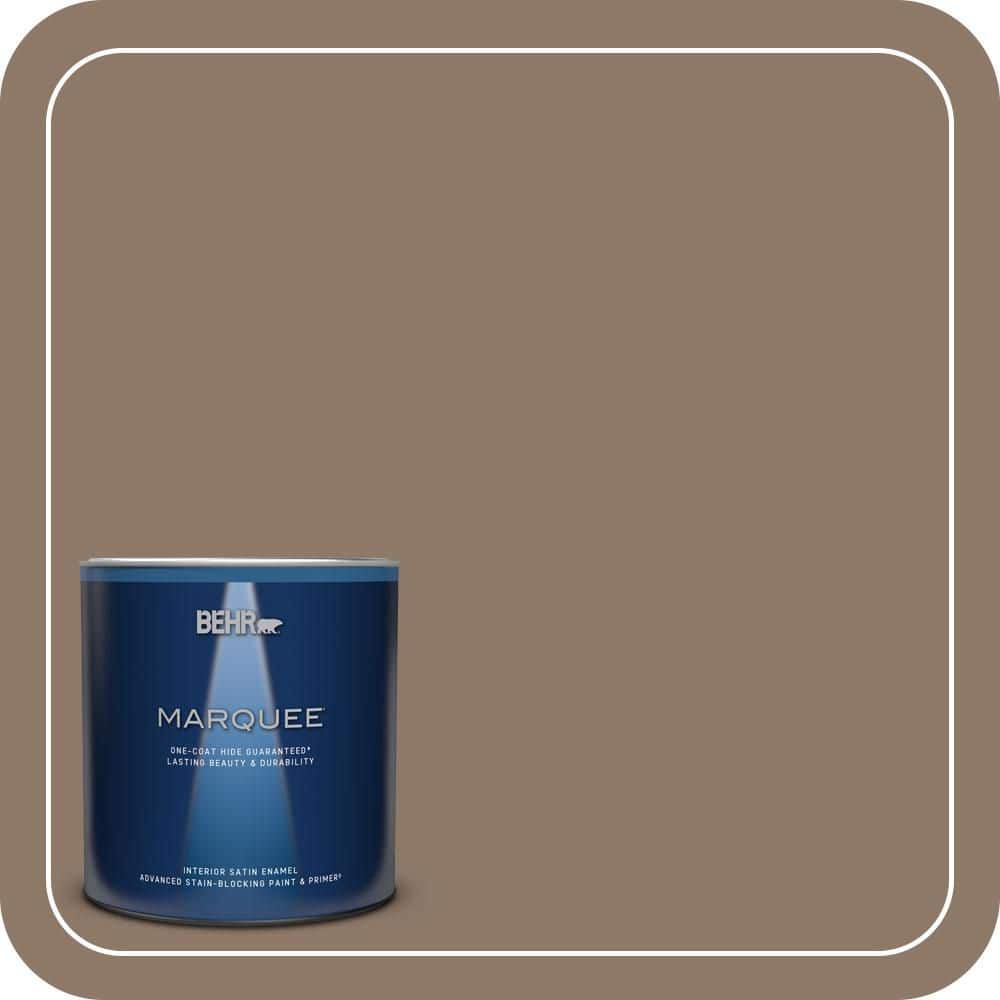 BEHR MARQUEE 1 qt. #PPU5-05 Coconut Shell Satin Enamel Interior Paint & Primer