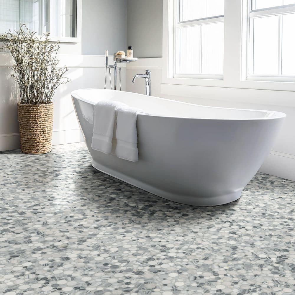 MSI Alaska Gray 12 in. x 12 in. x 0.38 in. Polished Marble Mesh-Mounted Mosaic Floor and Wall Tile (1 sq. ft./Each) (4)