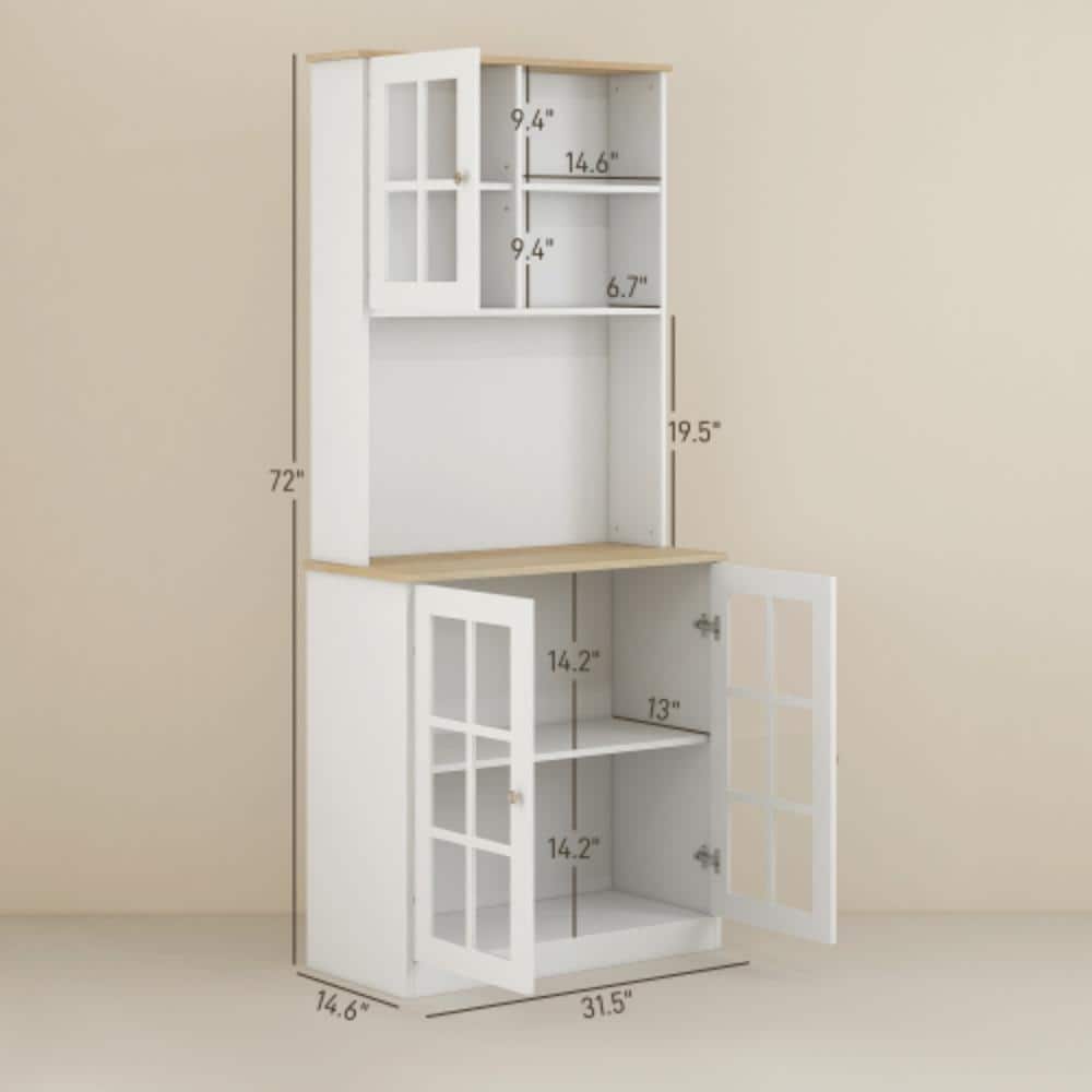 Unbranded 31.5 in. W x 14.5 in. D x 72 in. H Bathroom White Linen Cabinet (2)