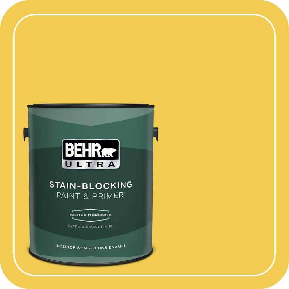 BEHR ULTRA 1 gal. #P310-6 Radiant Sun Extra Durable Semi-Gloss Enamel Interior Paint & Primer
