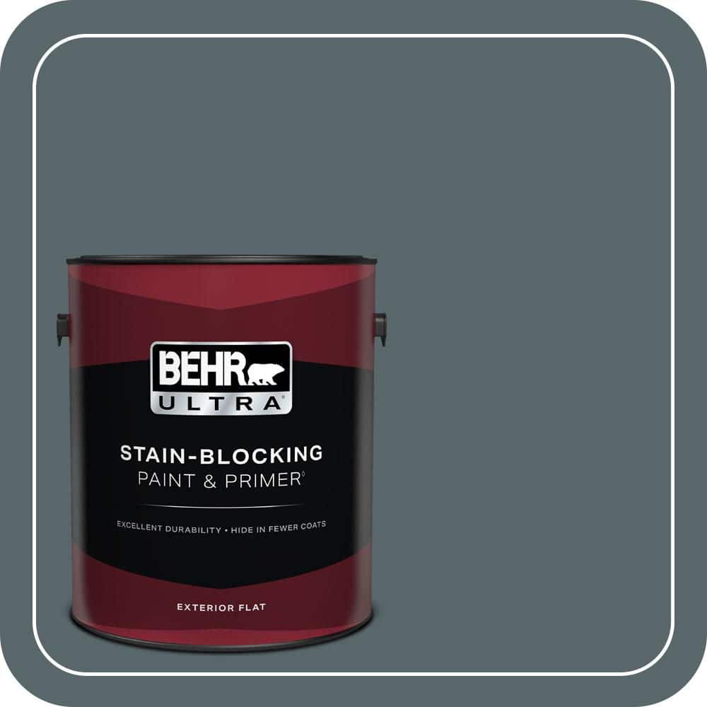 BEHR ULTRA 1 gal. #N470-6 Whale Gray Flat Exterior Paint & Primer