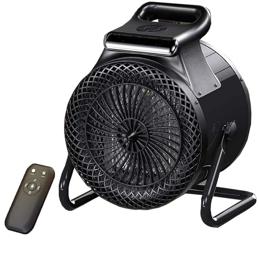 Ahfiwaso 1500-Watt Electric Forced Air Outdoor Greenhouse Ceramic Heater w/ 3 modes Remote Thermostat & Overheat Protection Black (1)
