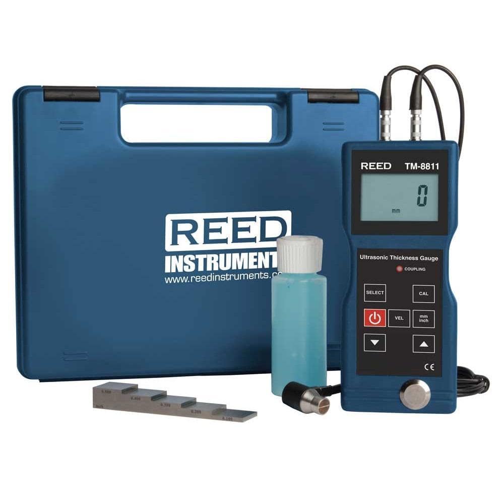 REED Instruments Ultrasonic Thickness Gauge with 5-Step Calibration Block