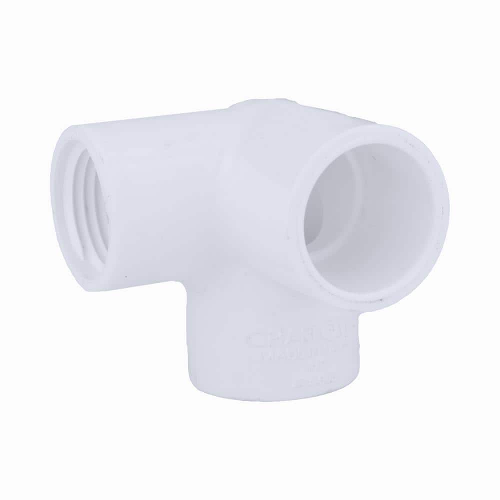 Charlotte Pipe 1 in. x 1 in. 90 Degree Socket x Hub PVC Elbow with Side Outlet (1)