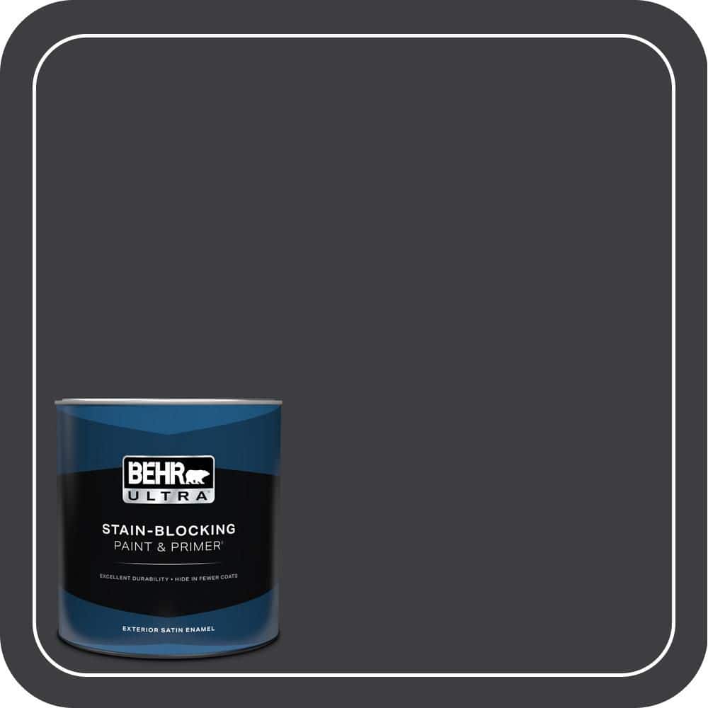 BEHR ULTRA 1 qt. #PPH-34 Black Smoke Satin Enamel Exterior Paint & Primer
