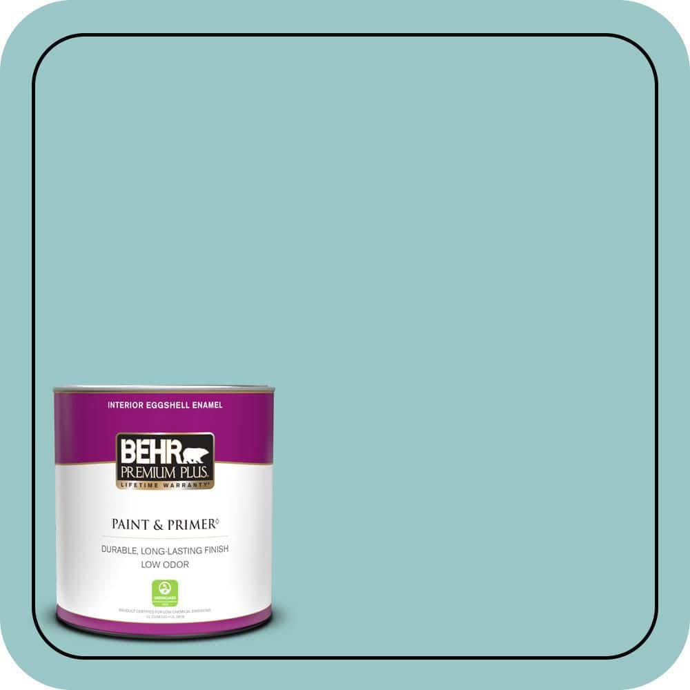 BEHR PREMIUM PLUS 1 qt. #MQ6-08 Aquifer Eggshell Enamel Low Odor Interior Paint & Primer