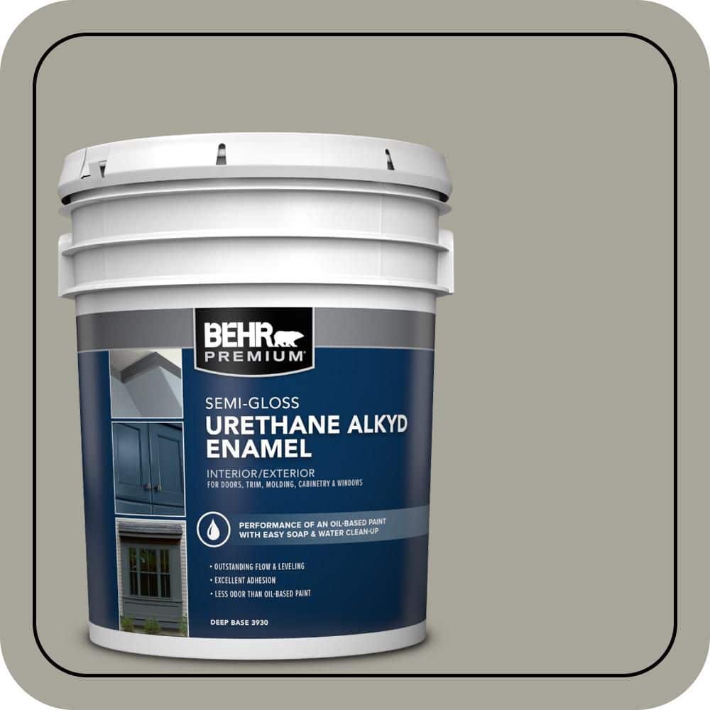 BEHR PREMIUM 5 gal. #N370-4A Historical Gray Urethane Alkyd Semi-Gloss Enamel Interior/Exterior Paint