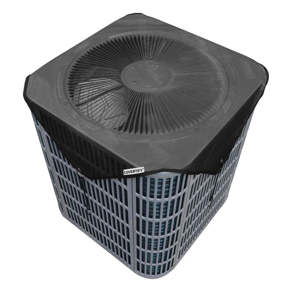 Numhew 1-Pack Black Universal Outdoor AC Cover, Breathable Mesh Water Resistant Protection with Airflow for All Seasons