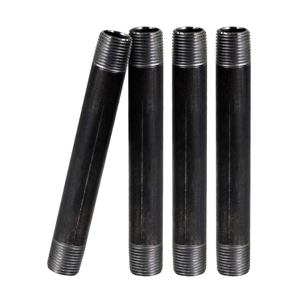 PLUMBFLEX Black Steel Pipe, 1-1/2 in. 10 in. Nipple Fitting (Pack of)
