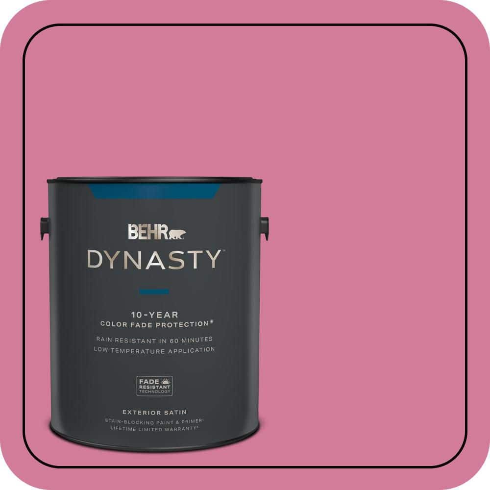BEHR DYNASTY 1 gal. #P130-5 Little Bow Pink Satin Enamel Exterior Stain-Blocking Paint & Primer