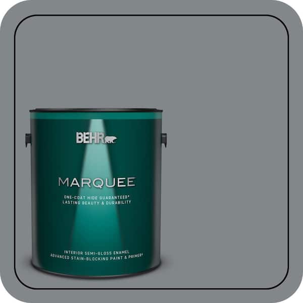 BEHR MARQUEE 1 gal. #N500-5 Magnetic Gray color One-Coat Hide Semi-Gloss Enamel Interior Paint & Primer (2)