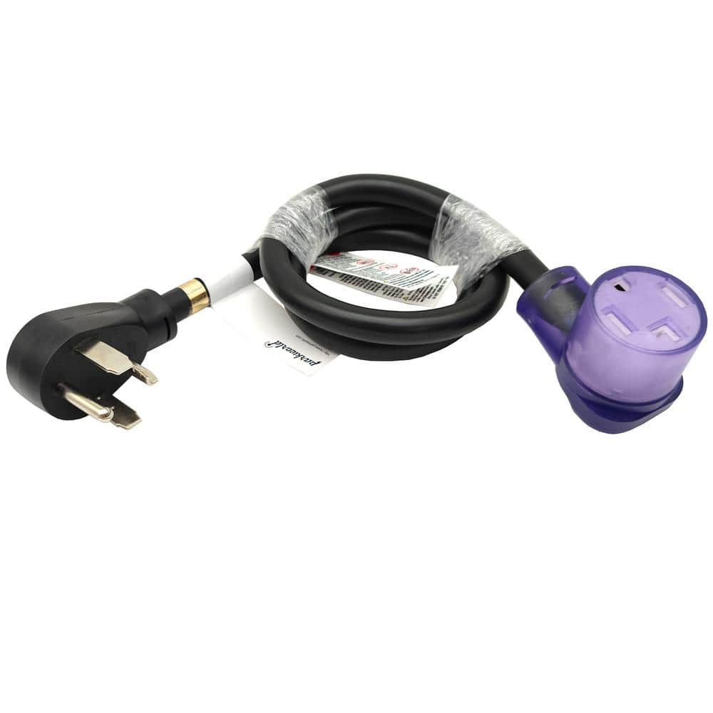 parkworld 4 ft. 10/4 30 Amp 125/240-Volt 4-Prong Indoor/Outdoor NEMA 14-30 Dryer Extension Cord with Lighted End, Black, UL Listed (1)