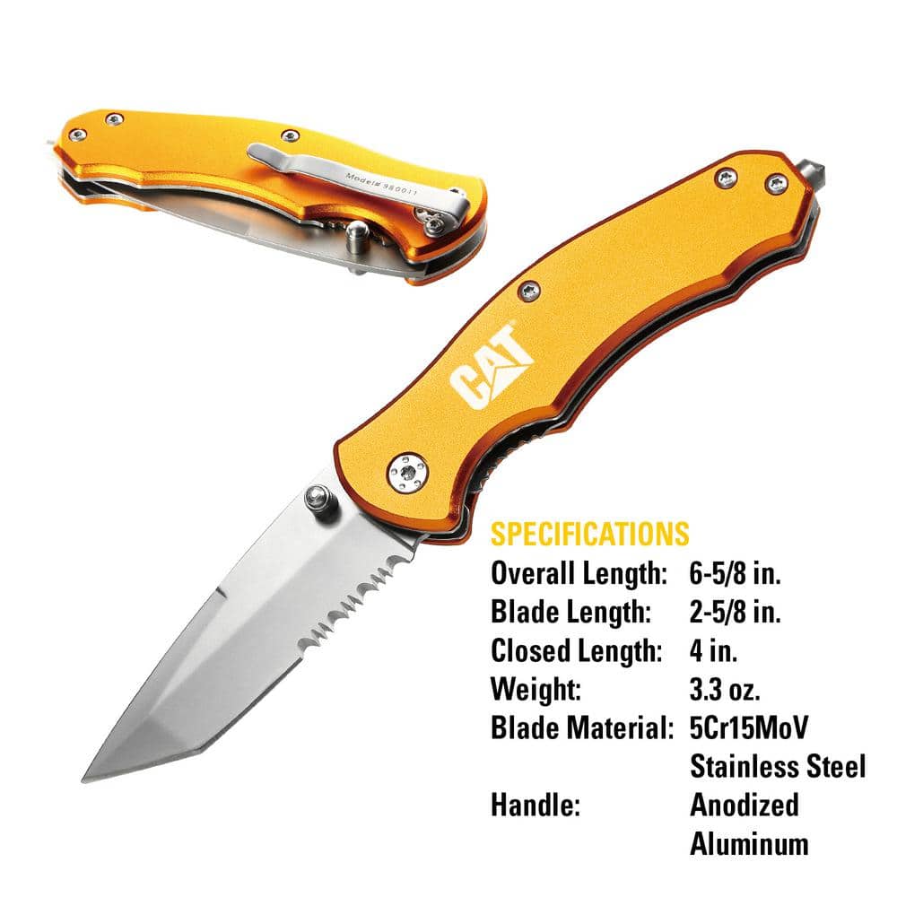 CAT 2.625 in. Stainless Steel Partially Serrated Tanto Folding Knife (2)