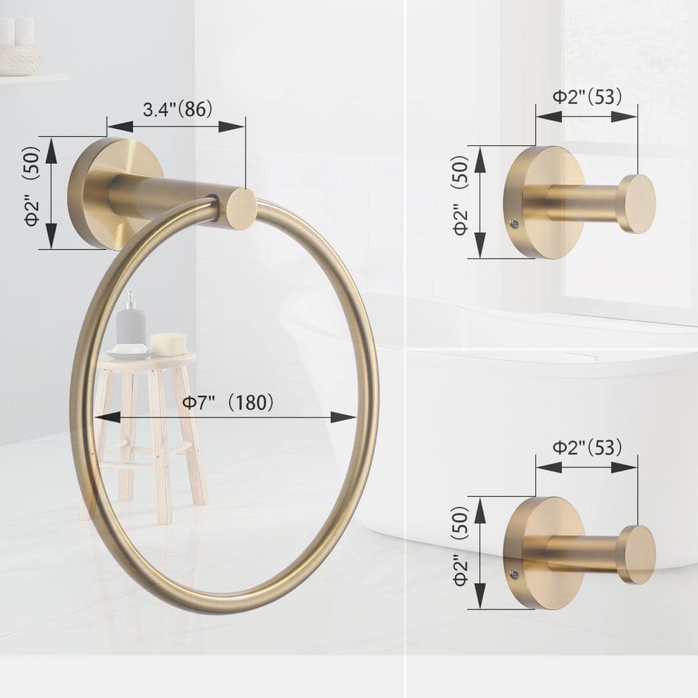 ARCORA Round -Piece Bath Hardware Set with Mount Hardware Towel/Robe Hook (3)