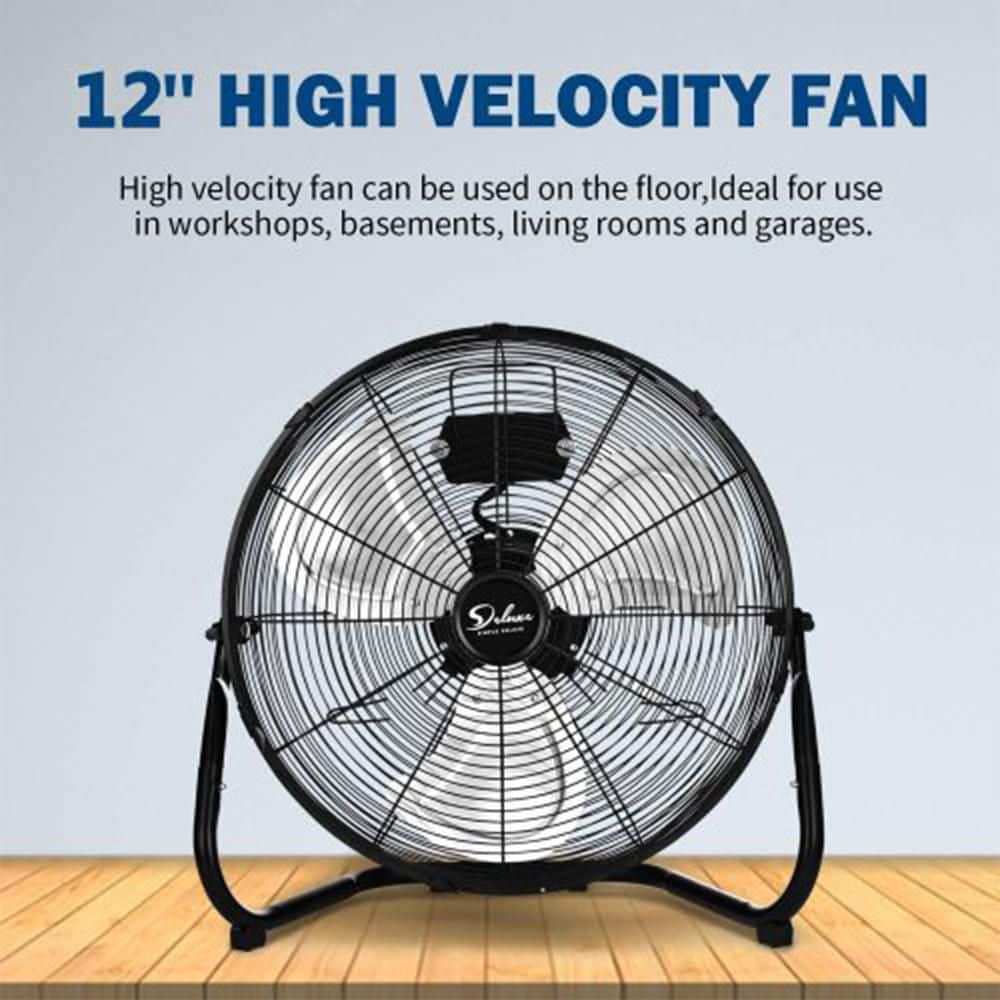 Edendirect 12 in. 3 Speed Black Floor Fan for Living Room, 2 Pack (2)